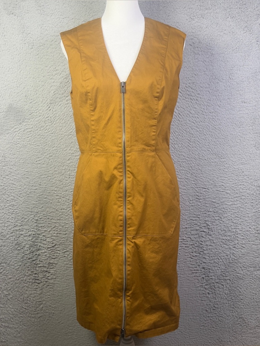 Kate Spade Saturday Dress Womens 8 Brown Tan Front Full Zip Sleeveless Preppy